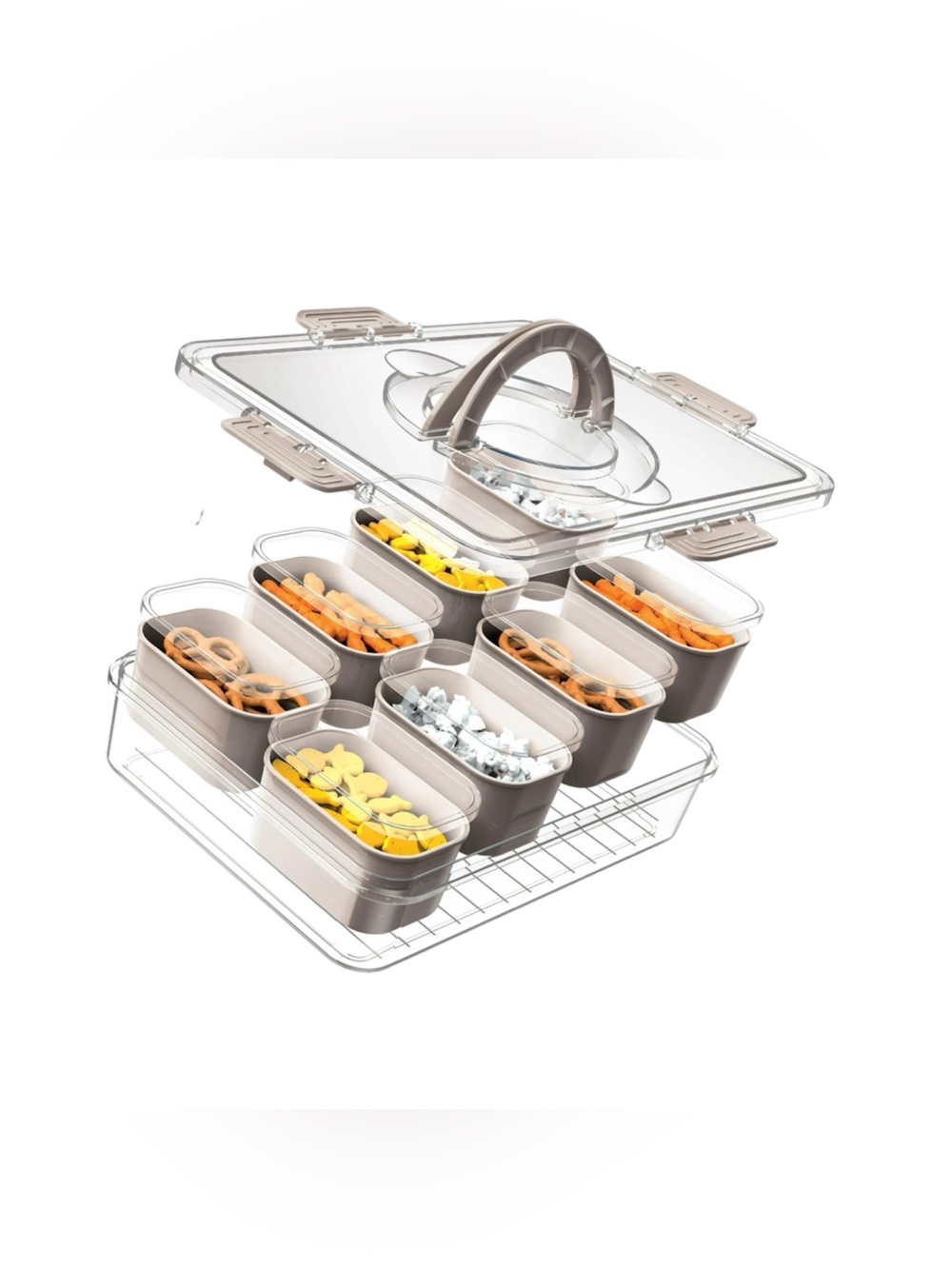 🆕CWC 8-Compartment Snackle Box, Charcuterie and Snack Container, Sand Color - Picture 3 of 6